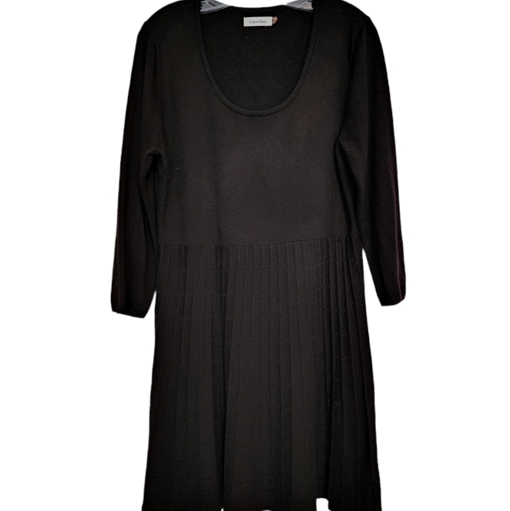 Calvin Klein black knit long sleeve sweater dress XL